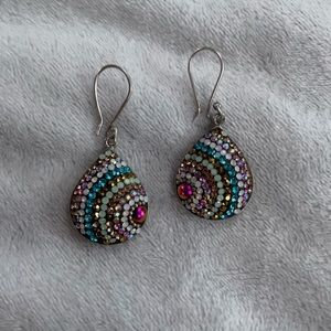 925 Sterling Silver teardrop beautiful colored gems earrings